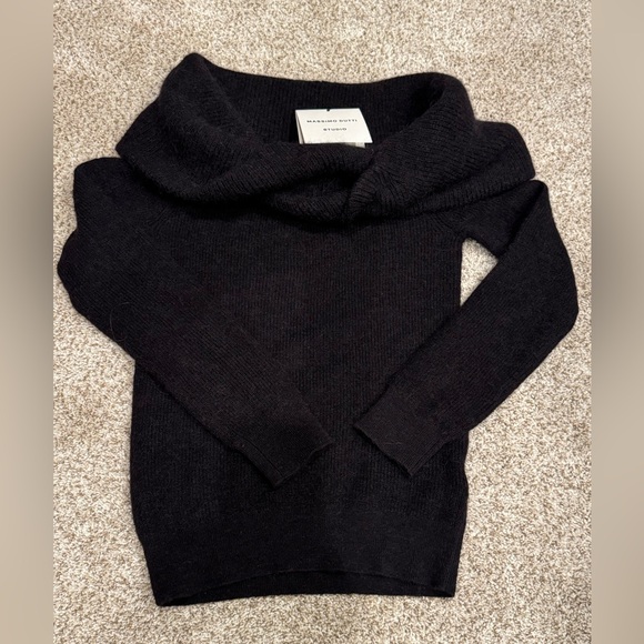 BNWT MASSIMO DUTTI STUDIO BLACK DOUBLE COLLAR DETAIL SWEATER SZ M - Picture 4 of 9